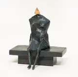Sitting Woman by Lynn Chadwick, 1985, bronze figure on bronze base, sold May 2025