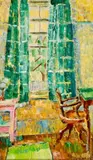 Interior With Curtains by Grace Cossington Smith, 1959, oil on canvas on board, sold May 2025