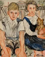Antony And Cleo Scott by Danila Vassilieff, oil on plywood, offered May 2025