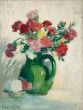 Flowers In A Green Jug by Ethel Carrick, oil on canvas, sold May 2025