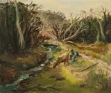 Berwick Landscape With Farmer And Creek by Arthur Boyd, c.1944 – 48, oil on canvas, sold May 2025