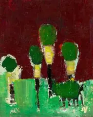 Grass Trees, Darlington by Guy Grey-Smith, 1967, oil and beeswax on canvas on composition board, sold May 2025