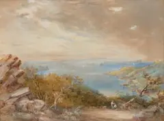 Middle Harbour by Conrad Martens, c.1850, watercolour and gouache on paper on card, sold May 2025