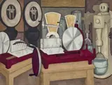 The slicing machine shop by John Brack, 1955, oil on canvas, sold Aug 2025