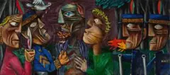 Betrayal by Albert Tucker, 1952, oil on composition board, sold Aug 2025