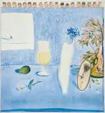 Champagne by Brett Whiteley, 1976, oil and collage on canvas with 19 corks, sold Aug 2025