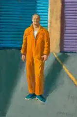 Third study for Portrait of Bruce Beresford by Jeffrey Smart, 2009, oil on canvas, sold Aug 2025
