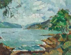 Scottish Loch by Bessie Davidson, c.1935, oil on plywood, sold Aug 2025