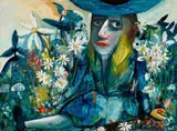 Alice amongst flowers by Charles Blackman, c.1956 - 57, oil and enamel on composition board, offered Aug 2025