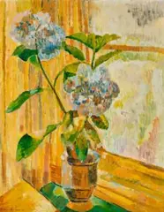 Vase in the window by Grace Cossington Smith, 1945, oil on compressed card, sold Nov 2025