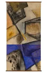Fish Rock by Colin McCahon, c.1959, oil, tempera and ink on unstretched canvas, sold Nov 2025