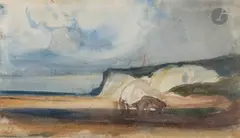 Étretat by Eugène Isabey, Aquarelle, sold Oct 2025
