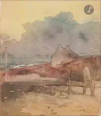 Paysage de Bretagne by Luigi Loir, Aquarelle, sold Oct 2025