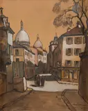 Montmartre, rue de Norvins by Andrey Prévost, Encre et gouache, sold Oct 2025
