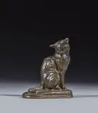 Chat assis Modèle créé vers 1860 by Emmanuel Frémiet, Bronze à patine brun clair, sold Jun 2024