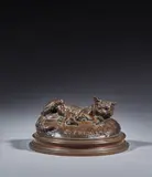 Chatte et ses petits Modèle créé en 1848 by Emmanuel Frémiet, Bronze à patine brun clair, sold Jun 2024