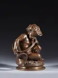 L'enfant au cor Modèle créé en 1874, fonte posthume by Jean-Baptiste Carpeaux, Bronze à patine brune, sold Jun 2024