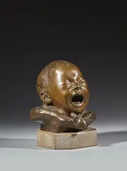 Le gros chagrin by Bernardo Balestrieri, Bronze à patine brun clair, sold Jun 2024
