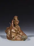 Rêverie aux champs ou Moissonneuse au repos by Corneille Theunissen, Bronze à patine brun rouge, sold Jun 2024