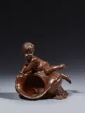 Enfant au coquillage et au crabe Édition de Barbedienne à partir de 1880 by Louis-Ernest Barrias, Bronze à patine brun rouge, sold Jun 2024