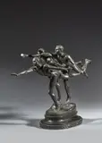 Au but Modèle créé en 1886 by Alfred Boucher, Bronze à patine brune, sold Jun 2024