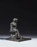 Femme assise Modèle créé vers 1920 by Michele Vedani, Bronze à patine brune, sold Jun 2024