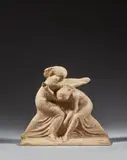 Deux nymphes au serpent by Joaquim Claret, Terre cuite, sold Jun 2024