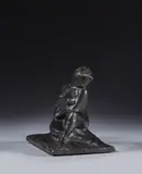 Femme assise by Georges Lucien Guyot, Bronze à patine noire, sold Jun 2024