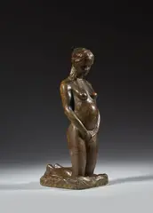 La promesse by Michel Levy, Bronze à patine brune nuancée de vert, sold Jun 2024