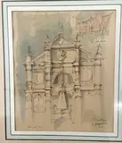 Étude de façade Saint Moïse, Venise by Constantin Haganokolo, Encre et aquarelle sur papier, sold May 2024