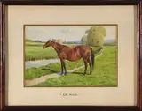 Poulinière à l'herbage by Marie Joseph Ernest Le Nail, Aquarelle, sold Mar 2023