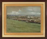 The finish for the Tattersall sale Stakes, Doncaster by John Beer, 1905, Gouache, sold Mar 2023