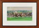 Longchamp, à quelques mètres du poteau by Maurice Taquoy, Gouache, sold Mar 2023