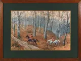 Rallye Bonnelles, bien aller en sous-bois by Karl Reille, Gouache, sold Mar 2023