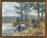 Rallye Malleret, en défaut près de l'étang by Karl Reille, Gouache, sold Mar 2023