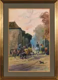 Rallye Malleret, la sortie du chenil by Karl Reille, Gouache, sold Mar 2023