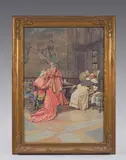 L'heure du thé by Pietro Pavesi, 1900, Aquarelle, sold Feb 2023