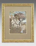 Oriental et son cheval by Etienne Alphonse Dinet, vers 1902, Gouache mise aux carreaux, sold Dec 2022