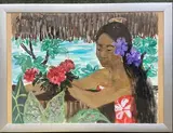 La jolie tahitienne by Stéphane Magnard, Aquarelle signée en bas à gauche et en haut à gauche Petite déchirure en haut à gauche, sold Jun 2023