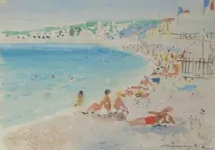 Plage à Nice by Nicolas Krycevski, 1935, Aquarelle, sold Jun 2023