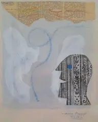 Personnage gai by Max Papart, 1978, Technique mixte et collage sur papier, sold Jun 2023