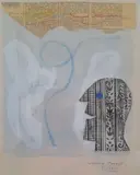 Personnage gai by Max Papart, 1978, Technique mixte et collage sur papier, sold Jun 2023