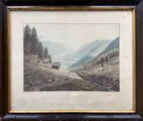 Vue du Valais prise de la Forclas by Gabriel Lory, Aquatinte, sold Apr 2023