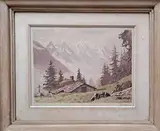 La ferme de Chenavy », Chamonix by Joanny Drevet, 1848, Eau-forte et aquatinte, sold Apr 2023