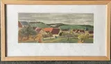 Village de campagne by Eugène Corneau, Aquatinte en couleur, sold Mar 2023