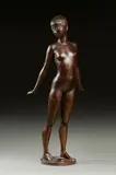 Nu debout les bras tendus vers l’arrière by Jacques Coquillay, Bronze à patine brune nuancée, sold Mar 2023