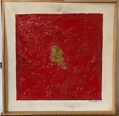 Au fil de la plume" by Jean Piaubert, 1991, Technique mixte, huile sur panneau et collage, sold Mar 2023