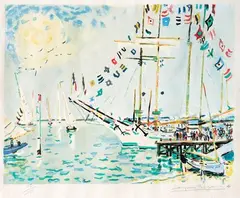 Régate by Jacques Bouyssou, Lithographie signée en bas à droite et justifié dans la planche, sold Jun 2025