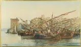 Marseille, l'entrée du vieux port by Émile Henry, 1906, Aquarelle signée en bas à gauche et datée, sold Jun 2025