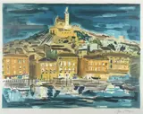 Vieux port de Marseille de nuit by Yves Brayer, Lithographie signée en bas à droite et justifiée, sold Jun 2025